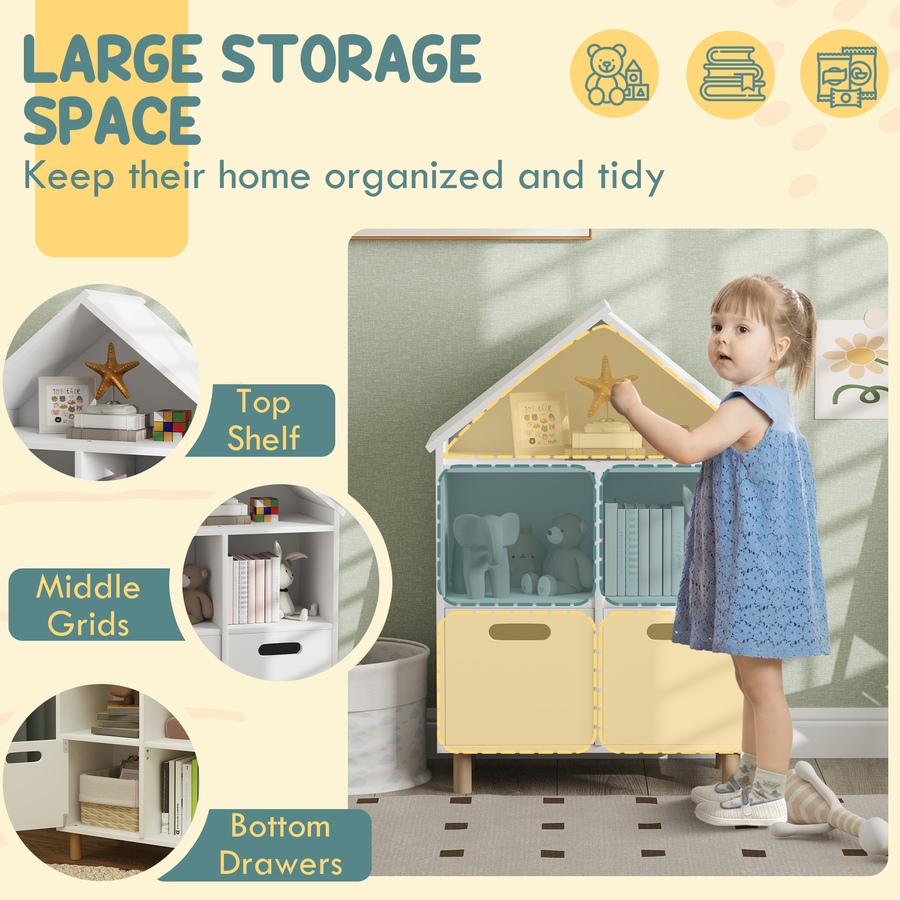 Image 976720_ALTMORE3.jpg, Product 976-720 / Price $104.99, Qaba 3 Tier Kids Bookshelf with Two Drawers, for Bedroom, Kids Room White from Qaba on TSC.ca's Home & Garden department
