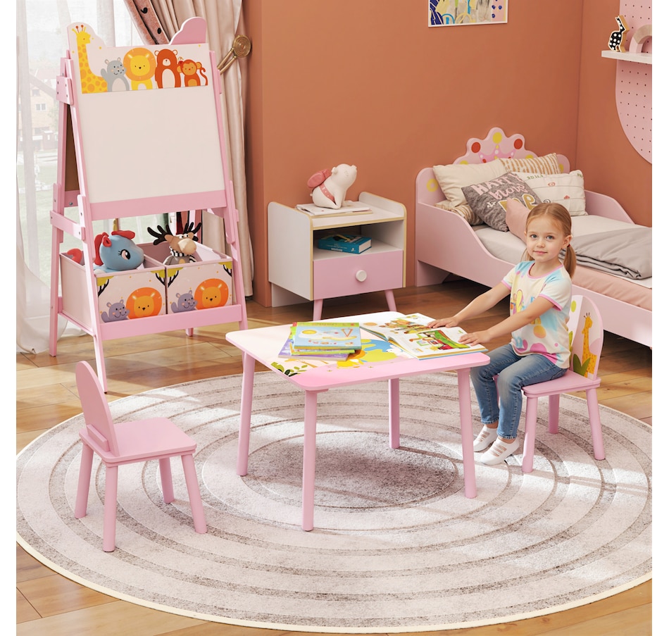 Image 976722_ALTMORE1.jpg, Product 976-722 / Price $74.99, Qaba Kids Table and 2 Chairs Set with Animal Pattern, Pink from Qaba on TSC.ca's Home & Garden department