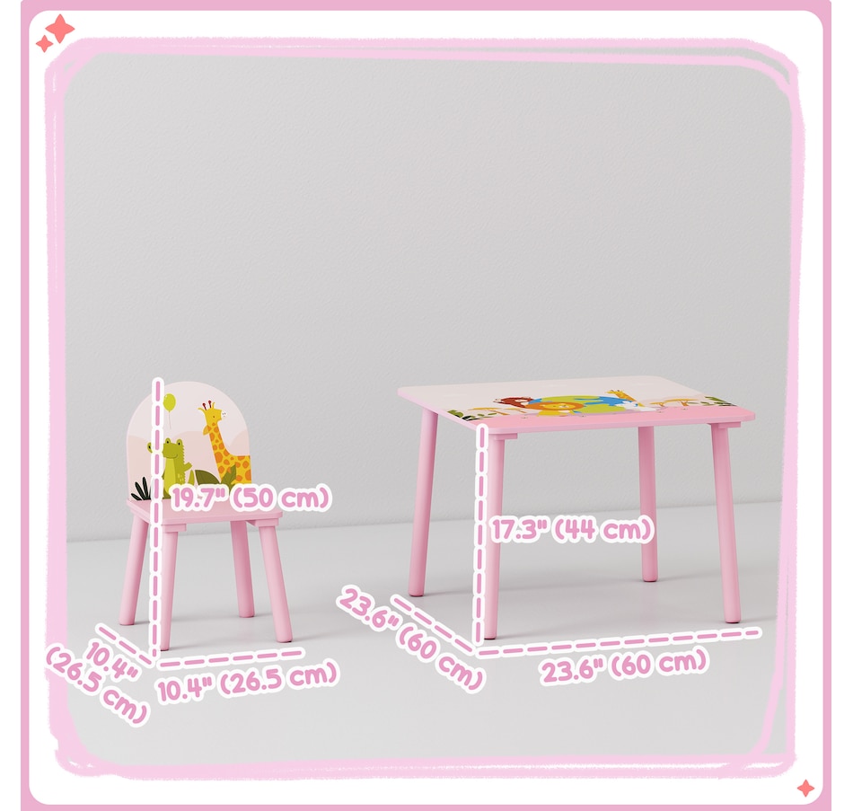 Image 976722_ALTMORE2.jpg, Product 976-722 / Price $74.99, Qaba Kids Table and 2 Chairs Set with Animal Pattern, Pink from Qaba on TSC.ca's Home & Garden department
