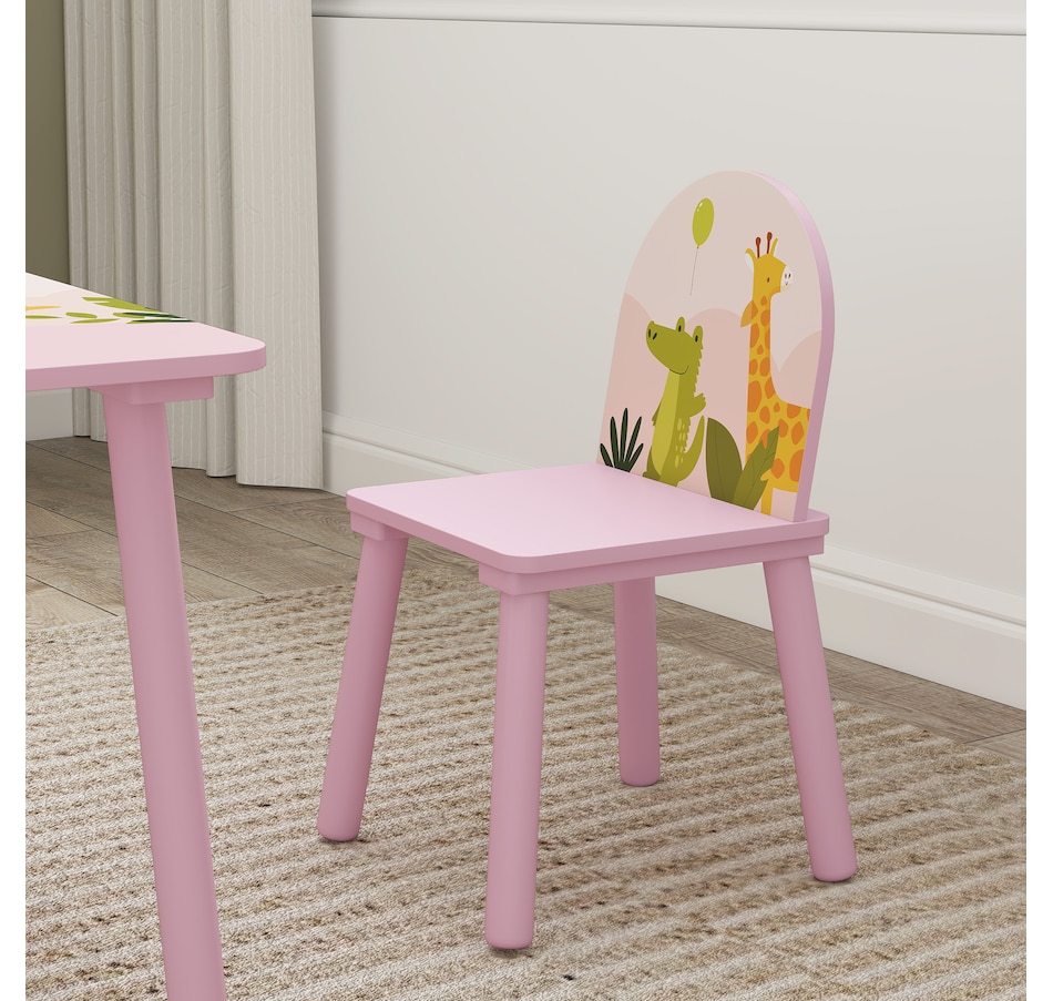 Image 976722_ALTMORE8.jpg, Product 976-722 / Price $74.99, Qaba Kids Table and 2 Chairs Set with Animal Pattern, Pink from Qaba on TSC.ca's Home & Garden department