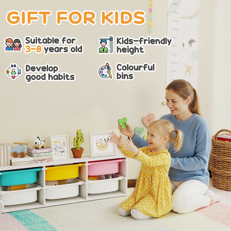 Image 976724_ALTMORE4.jpg, Product 976-724 / Price $82.99, Qaba Kids Toy Storage Organizer with 6 Removable Plastic Bins from Qaba on TSC.ca's Home & Garden department