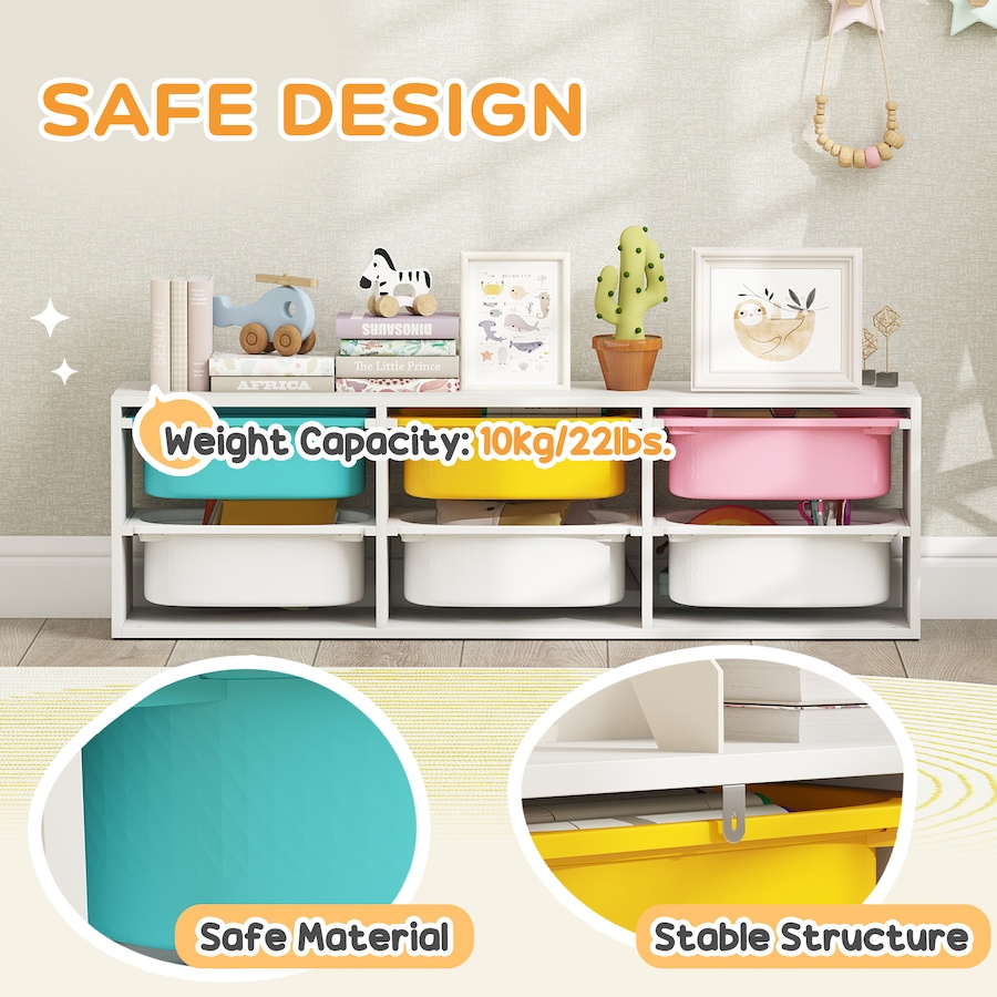 Image 976724_ALTMORE6.jpg, Product 976-724 / Price $82.99, Qaba Kids Toy Storage Organizer with 6 Removable Plastic Bins from Qaba on TSC.ca's Home & Garden department