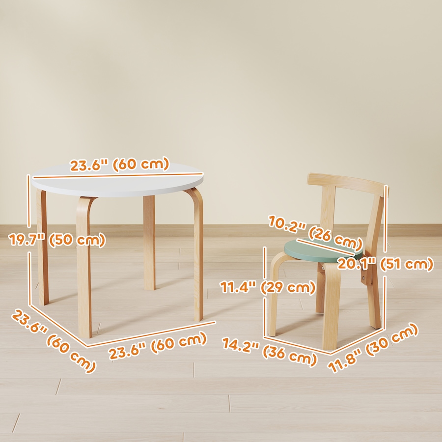 Image 976725_ALTMORE2.jpg, Product 976-725 / Price $139.99, Qaba Kids Table and Chair Set, Wooden Toddler Table and Chairs Set, Green from Qaba on TSC.ca's Home & Garden department