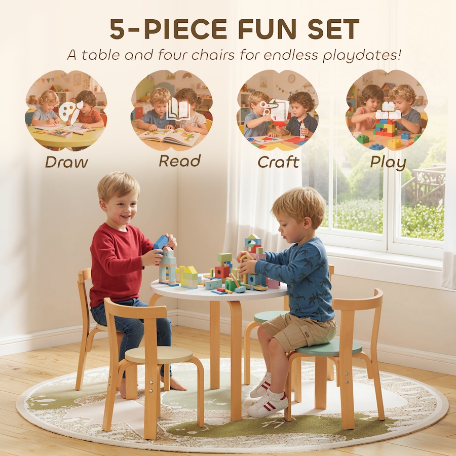 Image 976725_ALTMORE3.jpg, Product 976-725 / Price $139.99, Qaba Kids Table and Chair Set, Wooden Toddler Table and Chairs Set, Green from Qaba on TSC.ca's Home & Garden department