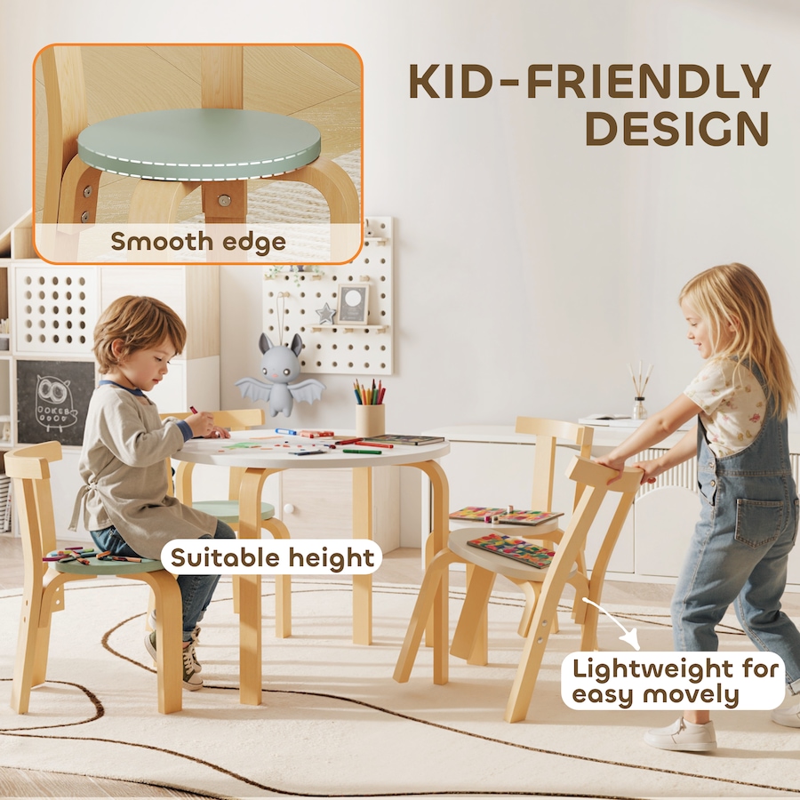 Image 976725_ALTMORE4.jpg, Product 976-725 / Price $139.99, Qaba Kids Table and Chair Set, Wooden Toddler Table and Chairs Set, Green from Qaba on TSC.ca's Home & Garden department