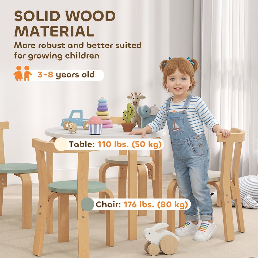 Image 976725_ALTMORE5.jpg, Product 976-725 / Price $139.99, Qaba Kids Table and Chair Set, Wooden Toddler Table and Chairs Set, Green from Qaba on TSC.ca's Home & Garden department