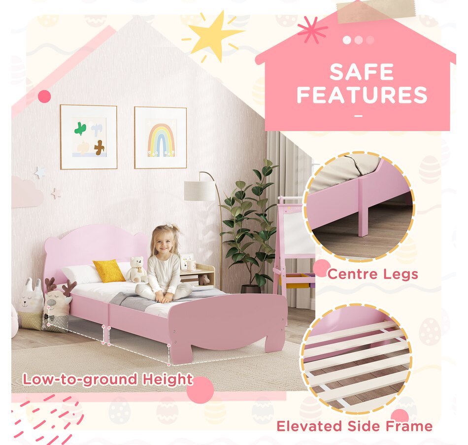 Image 976727_ALTMORE3.jpg, Product 976-727 / Price $109.99, Qaba Twin Bed Frame, Bear Shaped Platform Bed for Boys, Girls, Pink from Qaba on TSC.ca's Home & Garden department