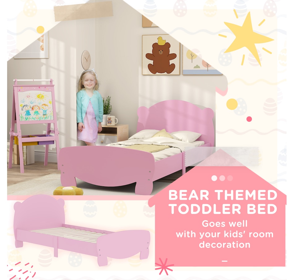 Image 976727_ALTMORE5.jpg, Product 976-727 / Price $109.99, Qaba Twin Bed Frame, Bear Shaped Platform Bed for Boys, Girls, Pink from Qaba on TSC.ca's Home & Garden department