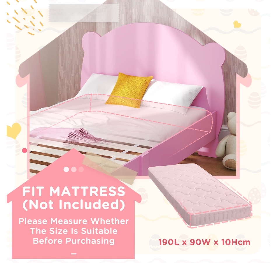 Image 976727_ALTMORE6.jpg, Product 976-727 / Price $109.99, Qaba Twin Bed Frame, Bear Shaped Platform Bed for Boys, Girls, Pink from Qaba on TSC.ca's Home & Garden department