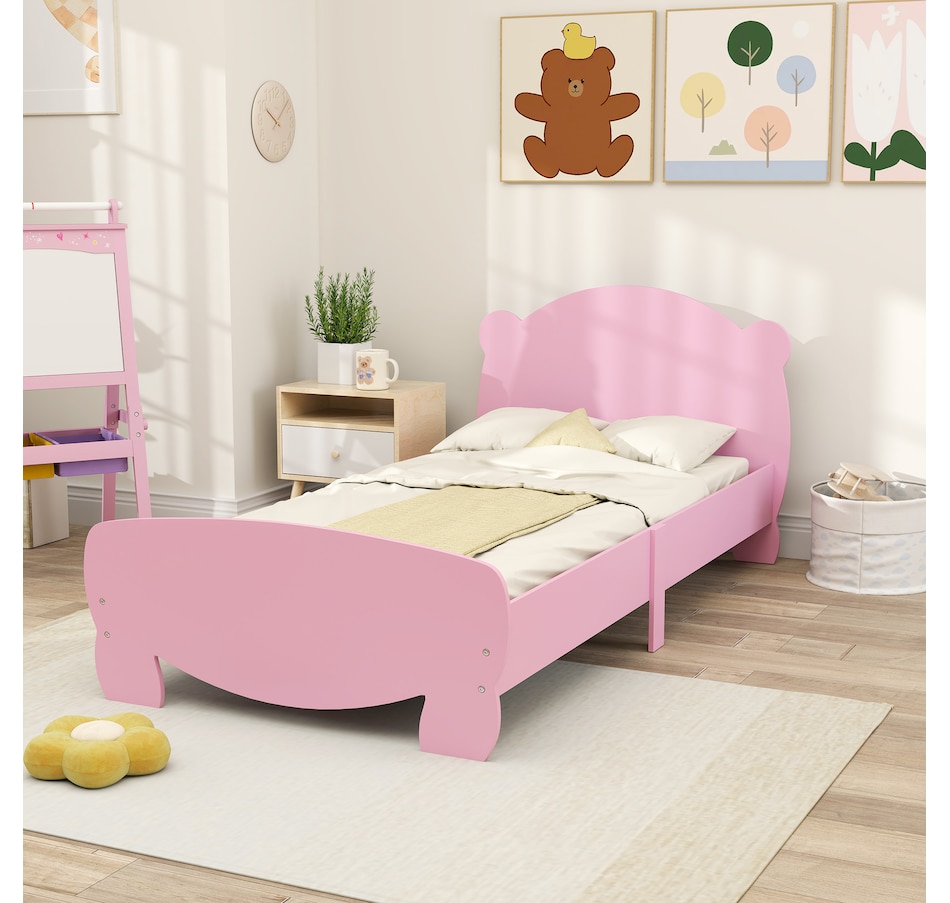 Image 976727_ALTMORE7.jpg, Product 976-727 / Price $109.99, Qaba Twin Bed Frame, Bear Shaped Platform Bed for Boys, Girls, Pink from Qaba on TSC.ca's Home & Garden department