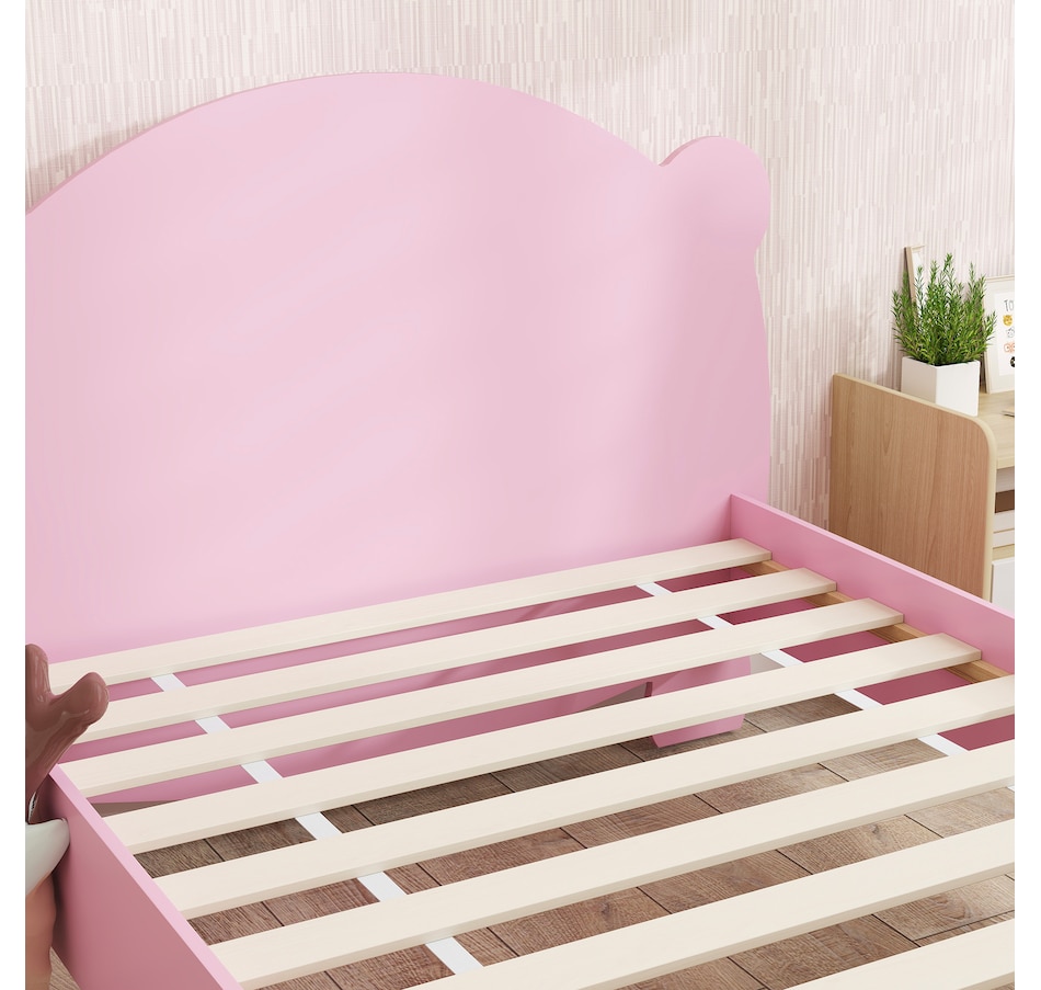 Image 976727_ALTMORE8.jpg, Product 976-727 / Price $109.99, Qaba Twin Bed Frame, Bear Shaped Platform Bed for Boys, Girls, Pink from Qaba on TSC.ca's Home & Garden department