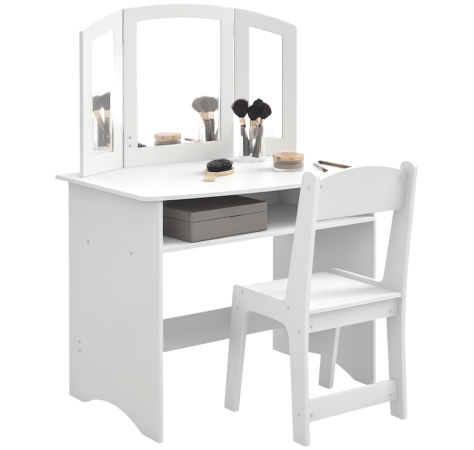 Image 976728.png, Product 976-728 / Price $109.99, Qaba Kids Vanity Set, Makeup Dressing Table Pretend Play Set w/ Mirror from Qaba on TSC.ca's Home & Garden department