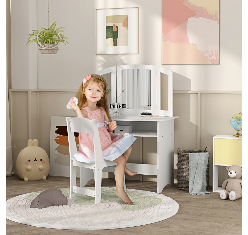 Image 976728_ALTMORE1.jpg, Product 976-728 / Price $109.99, Qaba Kids Vanity Set, Makeup Dressing Table Pretend Play Set w/ Mirror from Qaba on TSC.ca's Home & Garden department