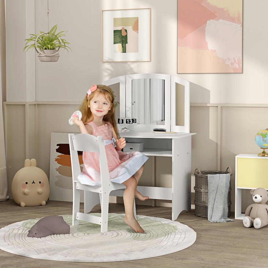 Image 976728_ALTMORE1.jpg, Product 976-728 / Price $104.99, Qaba Kids Vanity Set, Makeup Dressing Table Pretend Play Set w/ Mirror from Qaba on TSC.ca's Home & Garden department