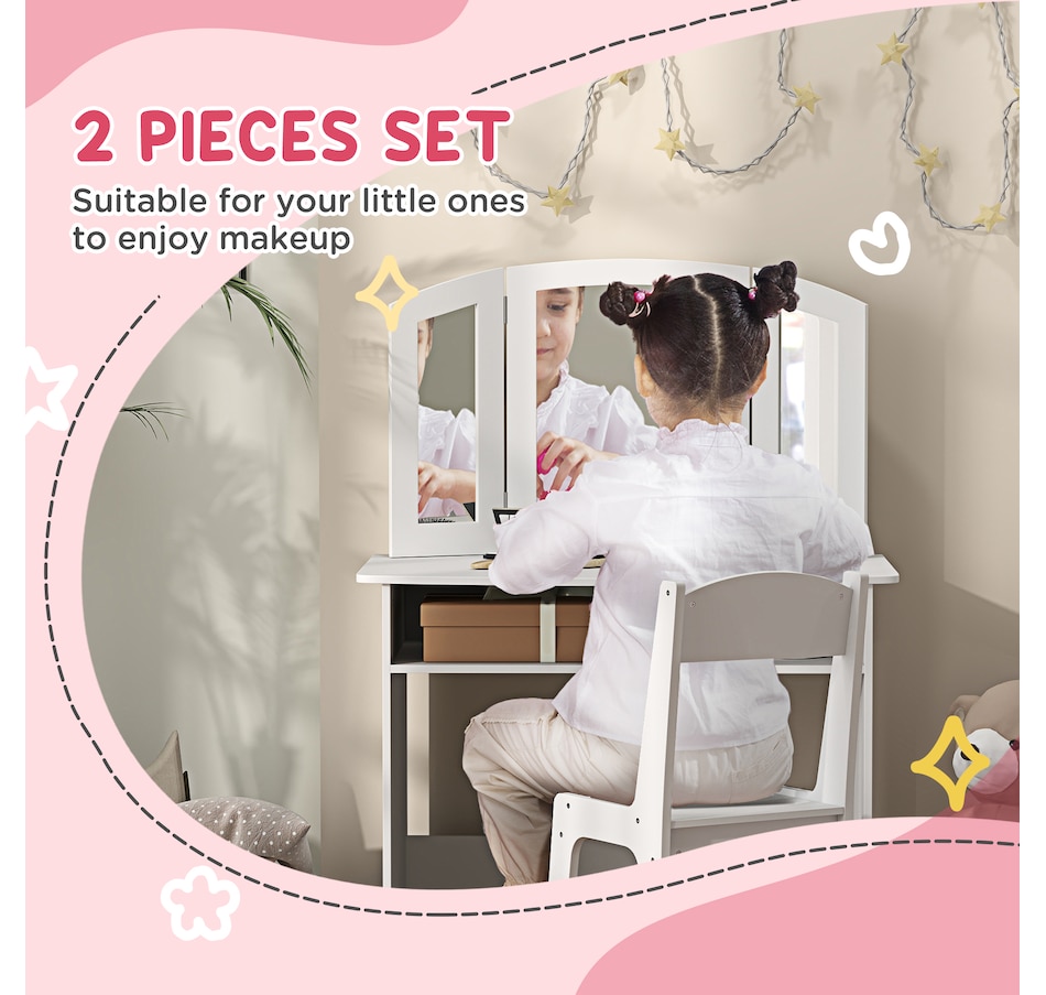 Image 976728_ALTMORE3.jpg, Product 976-728 / Price $109.99, Qaba Kids Vanity Set, Makeup Dressing Table Pretend Play Set w/ Mirror from Qaba on TSC.ca's Home & Garden department