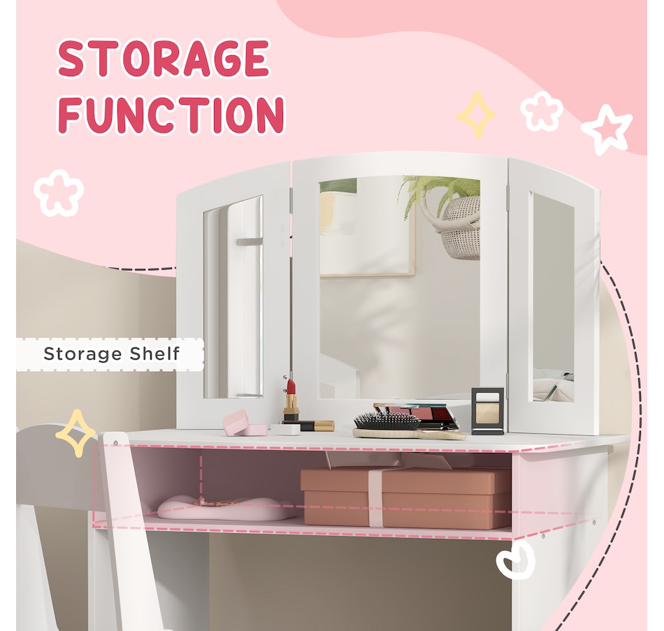 Image 976728_ALTMORE5.jpg, Product 976-728 / Price $109.99, Qaba Kids Vanity Set, Makeup Dressing Table Pretend Play Set w/ Mirror from Qaba on TSC.ca's Home & Garden department