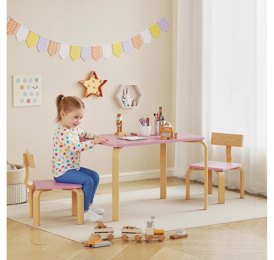 Image 976730_ALTMORE1.jpg, Product 976-730 / Price $84.99, Qaba Kids Table and 2 Chair Set, Toddler Table and Chairs, Pink from Qaba on TSC.ca's Home & Garden department