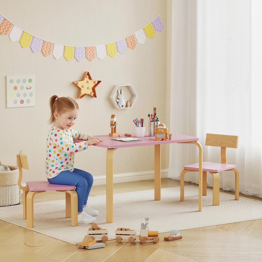 Image 976730_ALTMORE1.jpg, Product 976-730 / Price $68.99, Qaba Kids Table and 2 Chair Set, Toddler Table and Chairs, Pink from Qaba on TSC.ca's Home & Garden department