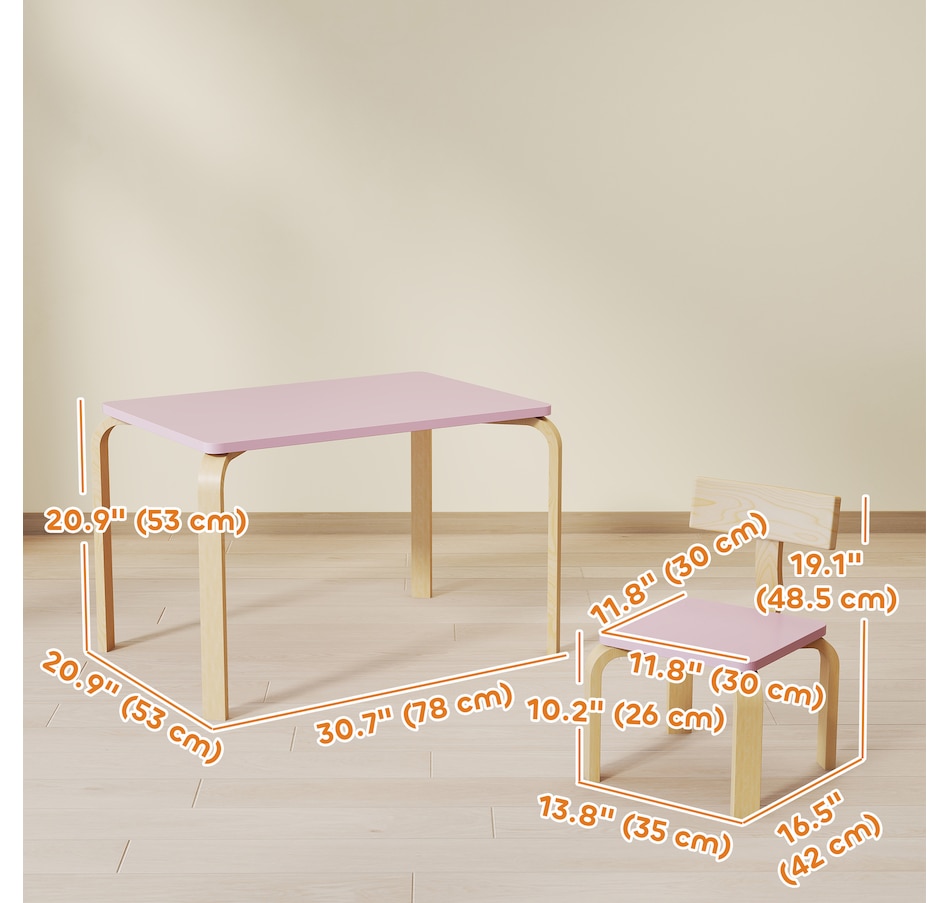 Image 976730_ALTMORE2.jpg, Product 976-730 / Price $84.99, Qaba Kids Table and 2 Chair Set, Toddler Table and Chairs, Pink from Qaba on TSC.ca's Home & Garden department