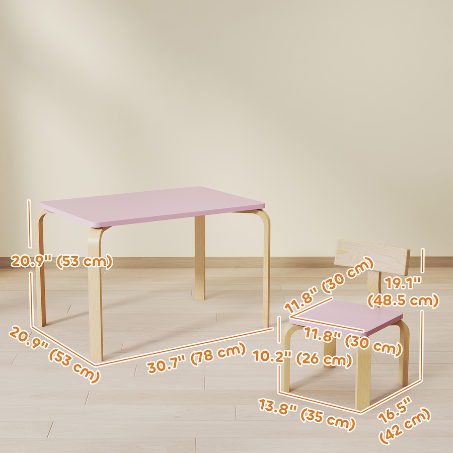 Image 976730_ALTMORE2.jpg, Product 976-730 / Price $68.99, Qaba Kids Table and 2 Chair Set, Toddler Table and Chairs, Pink from Qaba on TSC.ca's Home & Garden department