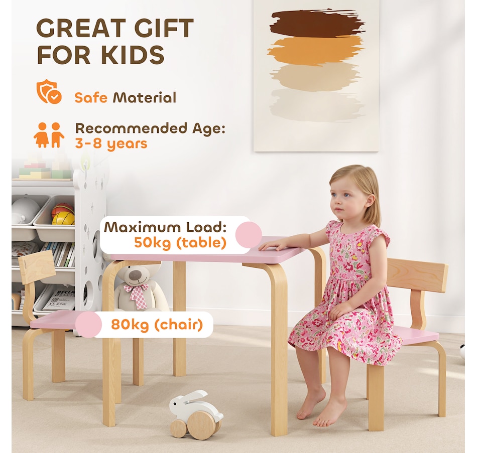Image 976730_ALTMORE5.jpg, Product 976-730 / Price $84.99, Qaba Kids Table and 2 Chair Set, Toddler Table and Chairs, Pink from Qaba on TSC.ca's Home & Garden department