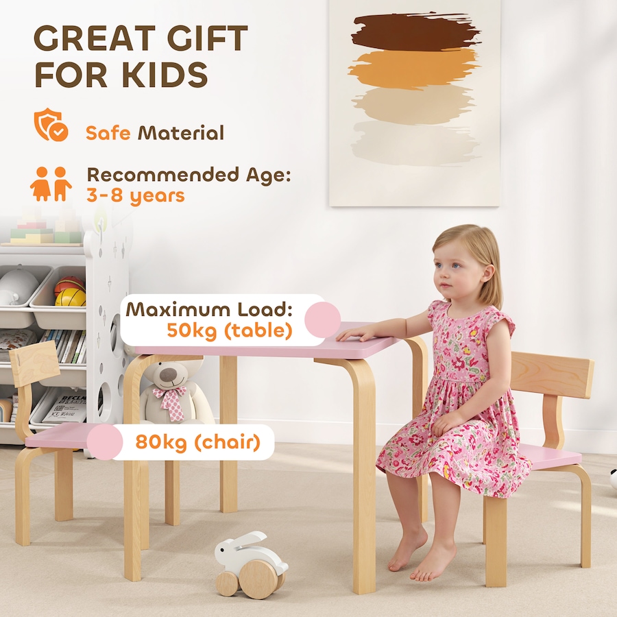 Image 976730_ALTMORE5.jpg, Product 976-730 / Price $68.99, Qaba Kids Table and 2 Chair Set, Toddler Table and Chairs, Pink from Qaba on TSC.ca's Home & Garden department