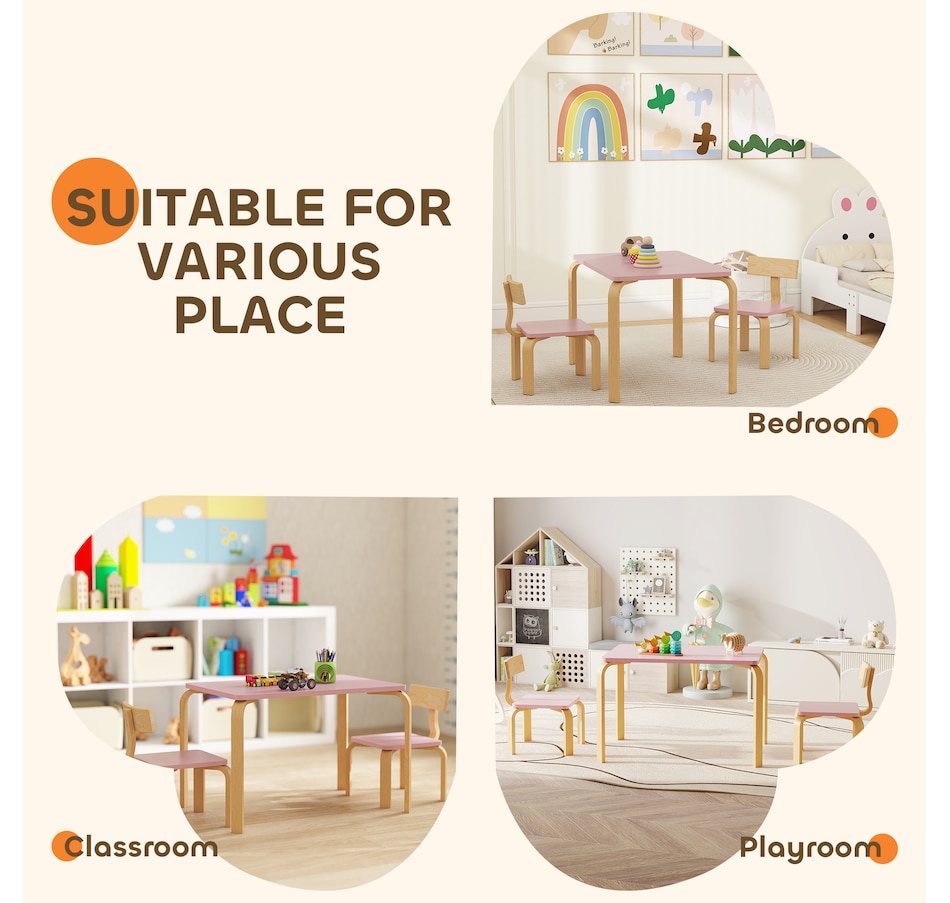 Image 976730_ALTMORE6.jpg, Product 976-730 / Price $84.99, Qaba Kids Table and 2 Chair Set, Toddler Table and Chairs, Pink from Qaba on TSC.ca's Home & Garden department