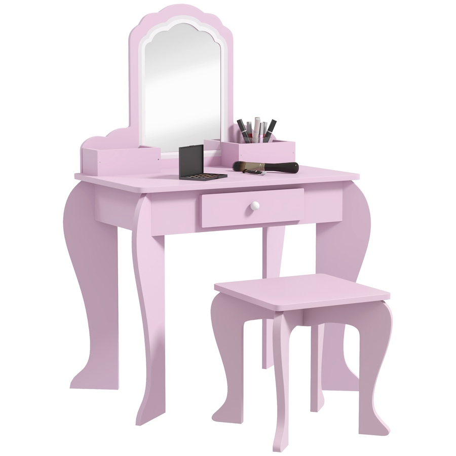 Image 976731.jpg, Product 976-731 / Price $104.99, Qaba Kids Vanity Table with Mirror and Stool, Cloud Design, Drawer Pink from Qaba on TSC.ca's Home & Garden department