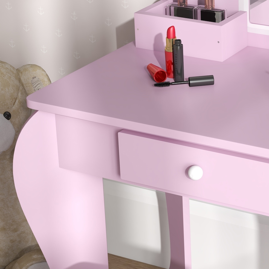 Image 976731_ALTMORE7.jpg, Product 976-731 / Price $104.99, Qaba Kids Vanity Table with Mirror and Stool, Cloud Design, Drawer Pink from Qaba on TSC.ca's Home & Garden department