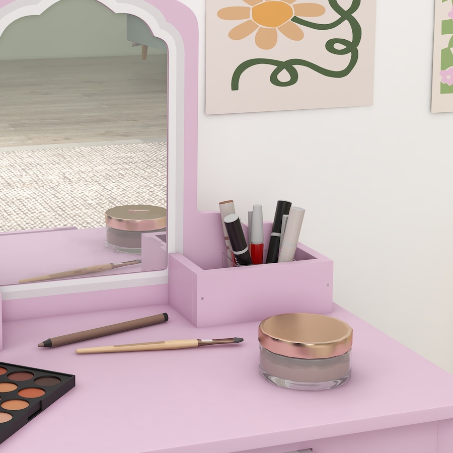 Image 976731_ALTMORE8.jpg, Product 976-731 / Price $104.99, Qaba Kids Vanity Table with Mirror and Stool, Cloud Design, Drawer Pink from Qaba on TSC.ca's Home & Garden department