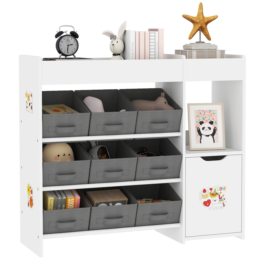 Image 976733.jpg, Product 976-733 / Price $109.99, Qaba Toy Storage Organizer with 9 Removable Boxes, Kids BookShelf, White from Qaba on TSC.ca's Home & Garden department
