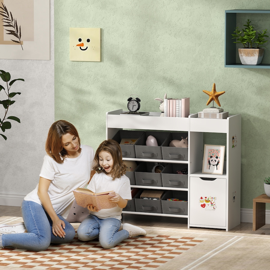 Image 976733_ALTMORE1.jpg, Product 976-733 / Price $109.99, Qaba Toy Storage Organizer with 9 Removable Boxes, Kids BookShelf, White from Qaba on TSC.ca's Home & Garden department