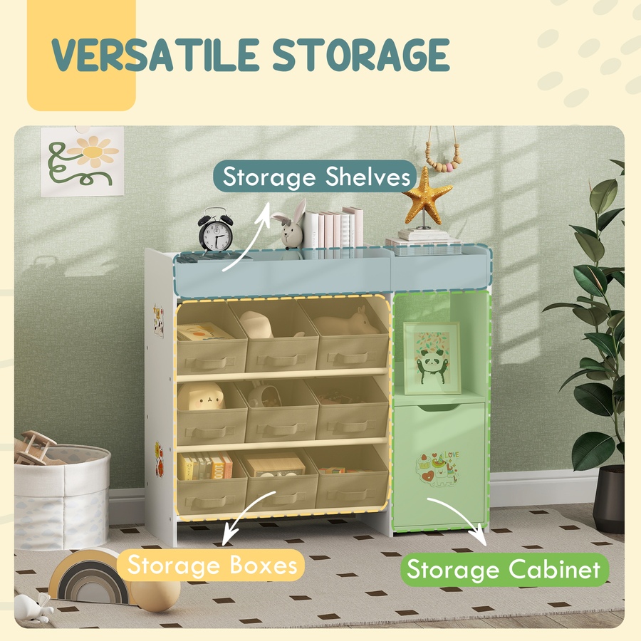 Image 976733_ALTMORE3.jpg, Product 976-733 / Price $109.99, Qaba Toy Storage Organizer with 9 Removable Boxes, Kids BookShelf, White from Qaba on TSC.ca's Home & Garden department