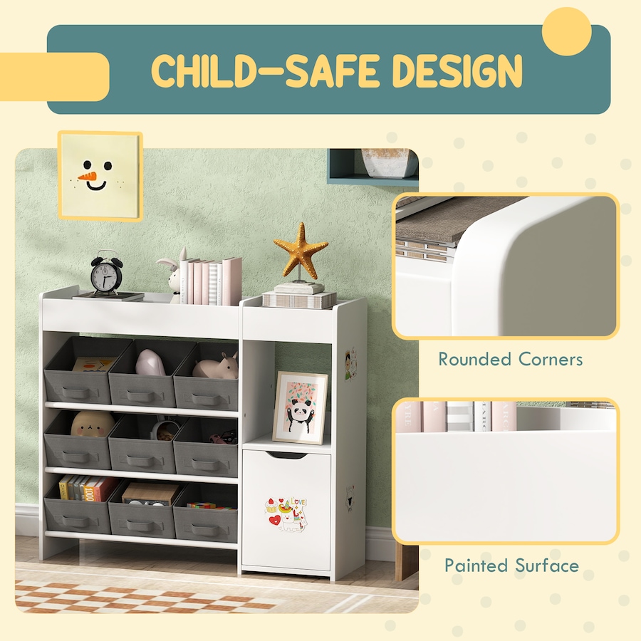 Image 976733_ALTMORE4.jpg, Product 976-733 / Price $109.99, Qaba Toy Storage Organizer with 9 Removable Boxes, Kids BookShelf, White from Qaba on TSC.ca's Home & Garden department