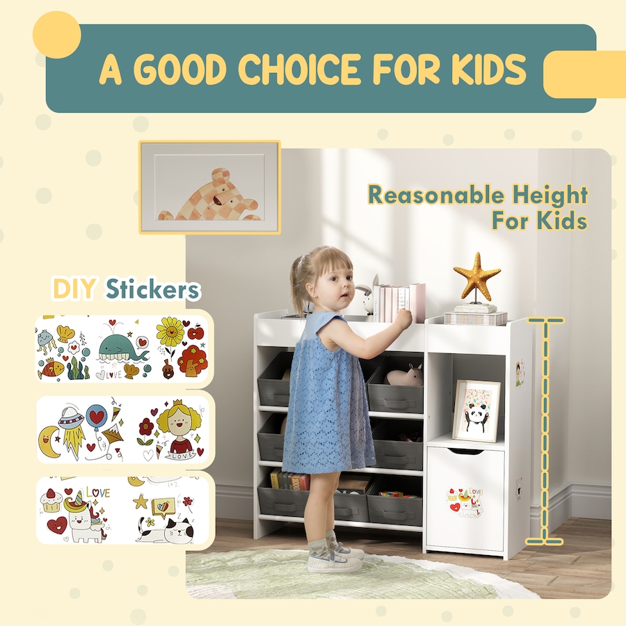 Image 976733_ALTMORE5.jpg, Product 976-733 / Price $109.99, Qaba Toy Storage Organizer with 9 Removable Boxes, Kids BookShelf, White from Qaba on TSC.ca's Home & Garden department