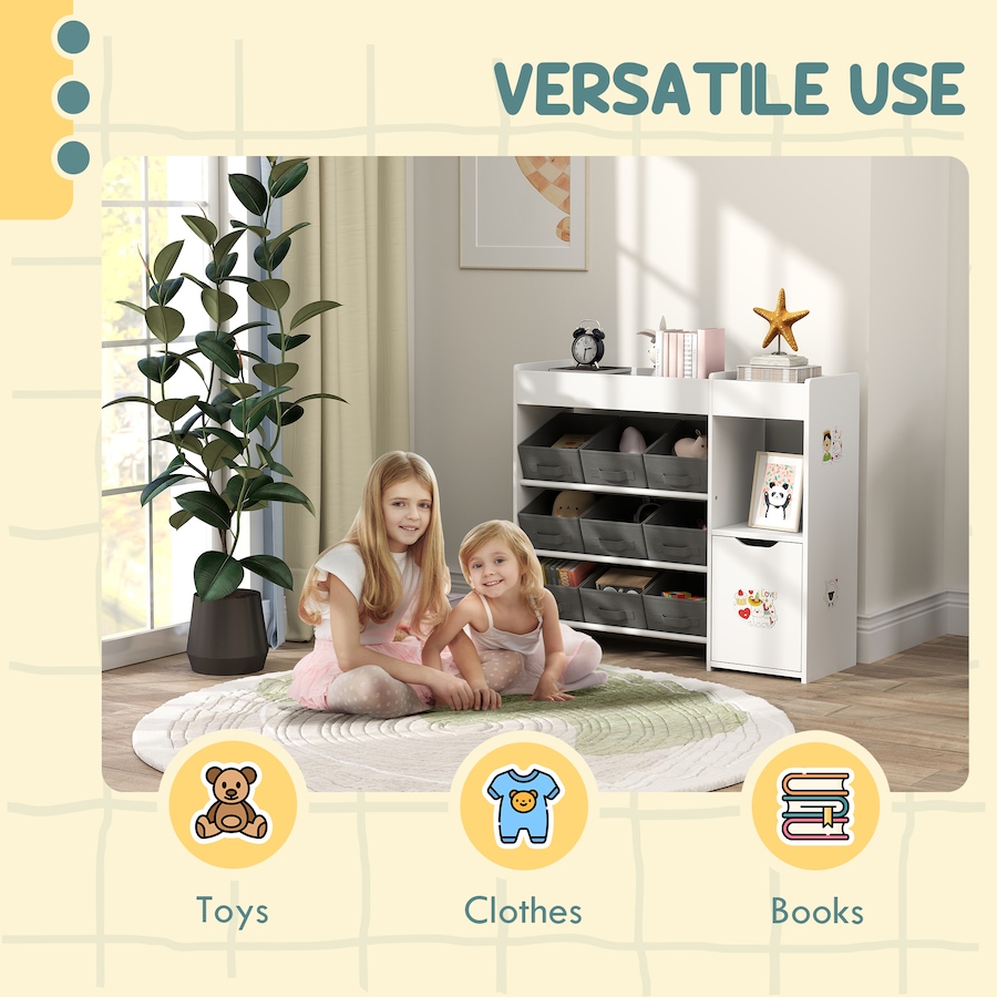 Image 976733_ALTMORE6.jpg, Product 976-733 / Price $109.99, Qaba Toy Storage Organizer with 9 Removable Boxes, Kids BookShelf, White from Qaba on TSC.ca's Home & Garden department