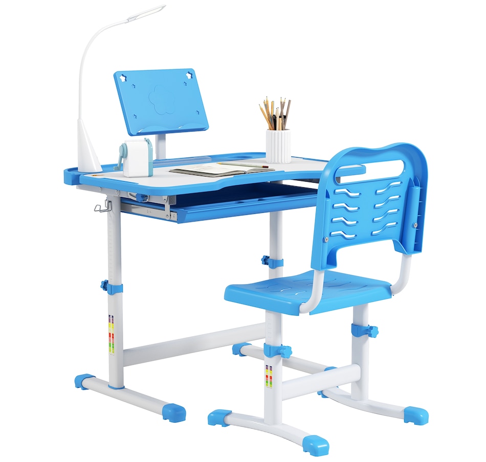 Image 976734.jpg, Product 976-734 / Price $156.99, Qaba Kids Desk and Chair Set Height Adjustable Student Writing Desk, Blue from Qaba on TSC.ca's Home & Garden department