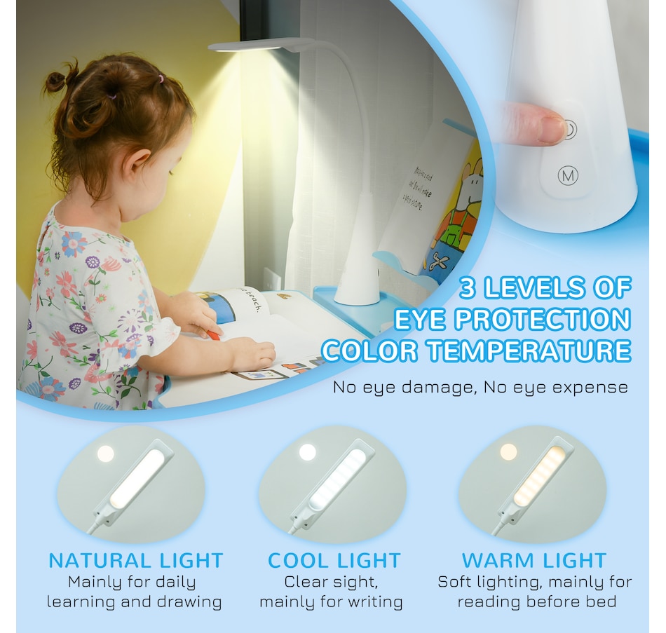 Image 976734_ALTMORE7.jpg, Product 976-734 / Price $156.99, Qaba Kids Desk and Chair Set Height Adjustable Student Writing Desk, Blue from Qaba on TSC.ca's Home & Garden department