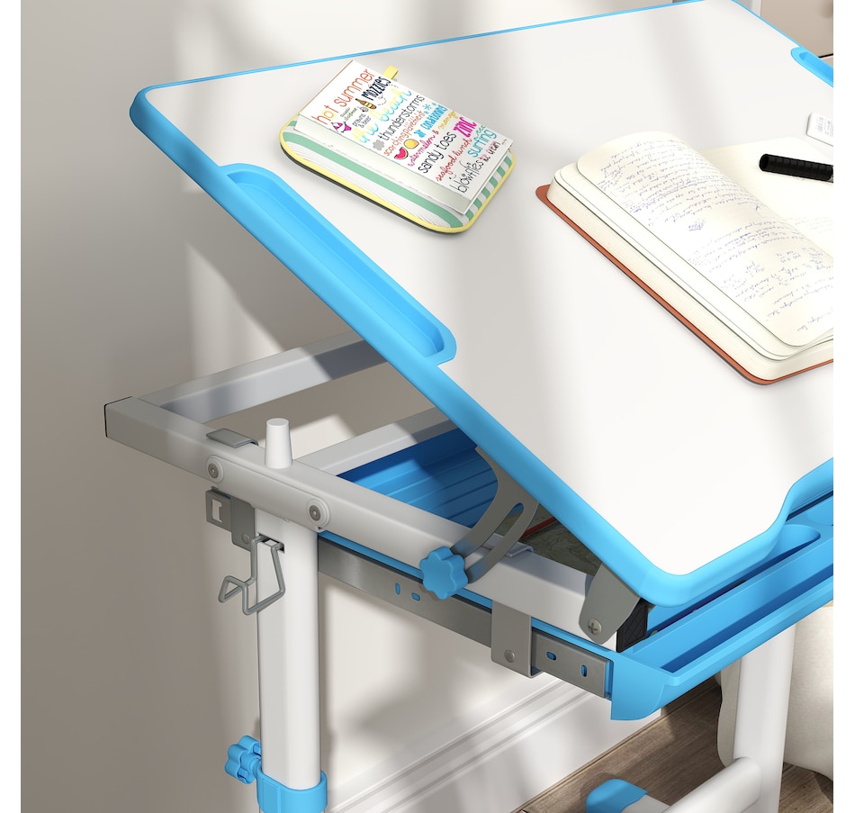 Image 976736_ALTMORE7.jpg, Product 976-736 / Price $136.99, Qaba Height Adjustable Kids Desk and Chair Set with Tiltable Desktop, Blue from Qaba on TSC.ca's Home & Garden department
