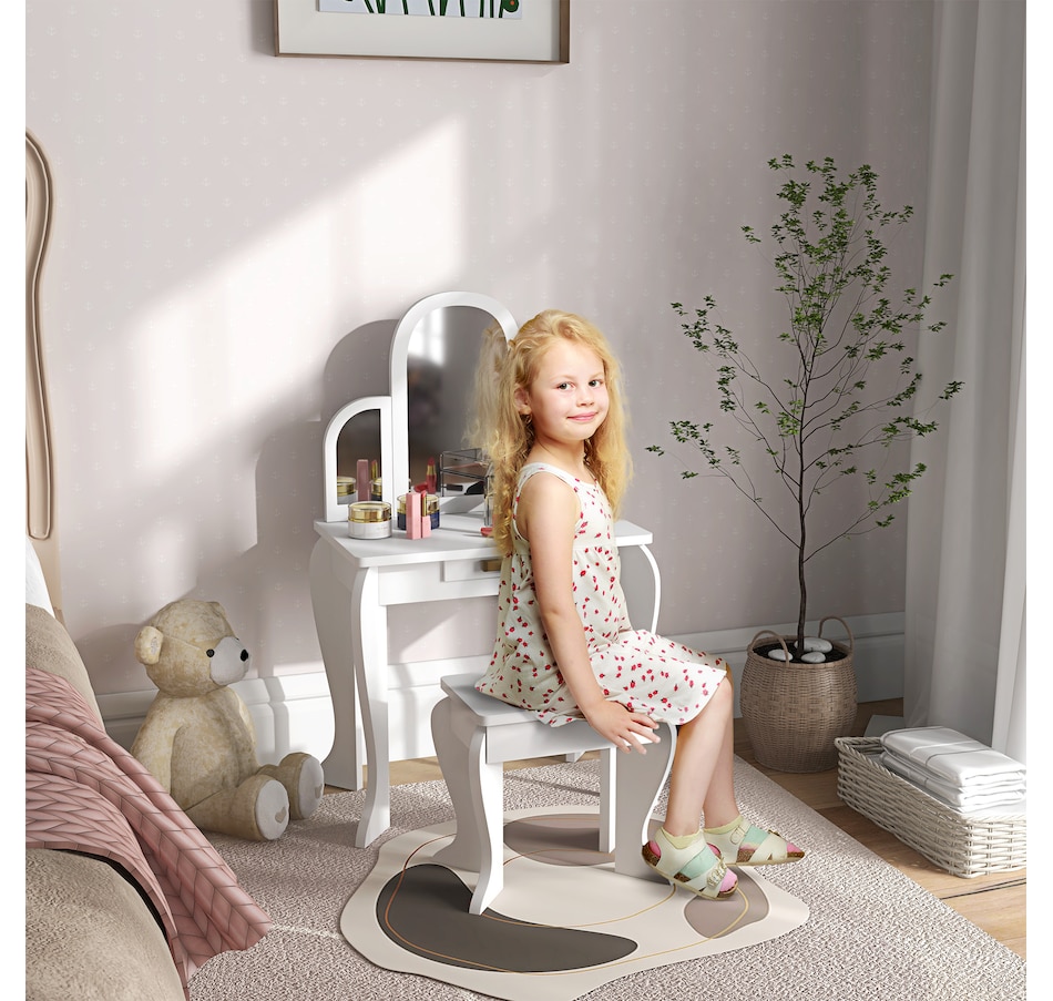 Image 976738_ALTMORE1.jpg, Product 976-738 / Price $98.99, Qaba Dressing Table Set with Drawer and Chair for 3-6 Years Old, White from Qaba on TSC.ca's Home & Garden department