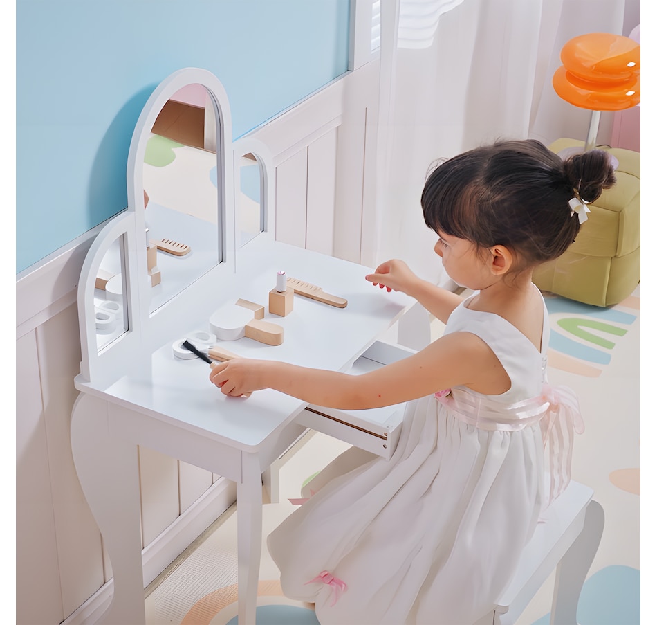 Image 976738_ALTMORE6.jpg, Product 976-738 / Price $98.99, Qaba Dressing Table Set with Drawer and Chair for 3-6 Years Old, White from Qaba on TSC.ca's Home & Garden department