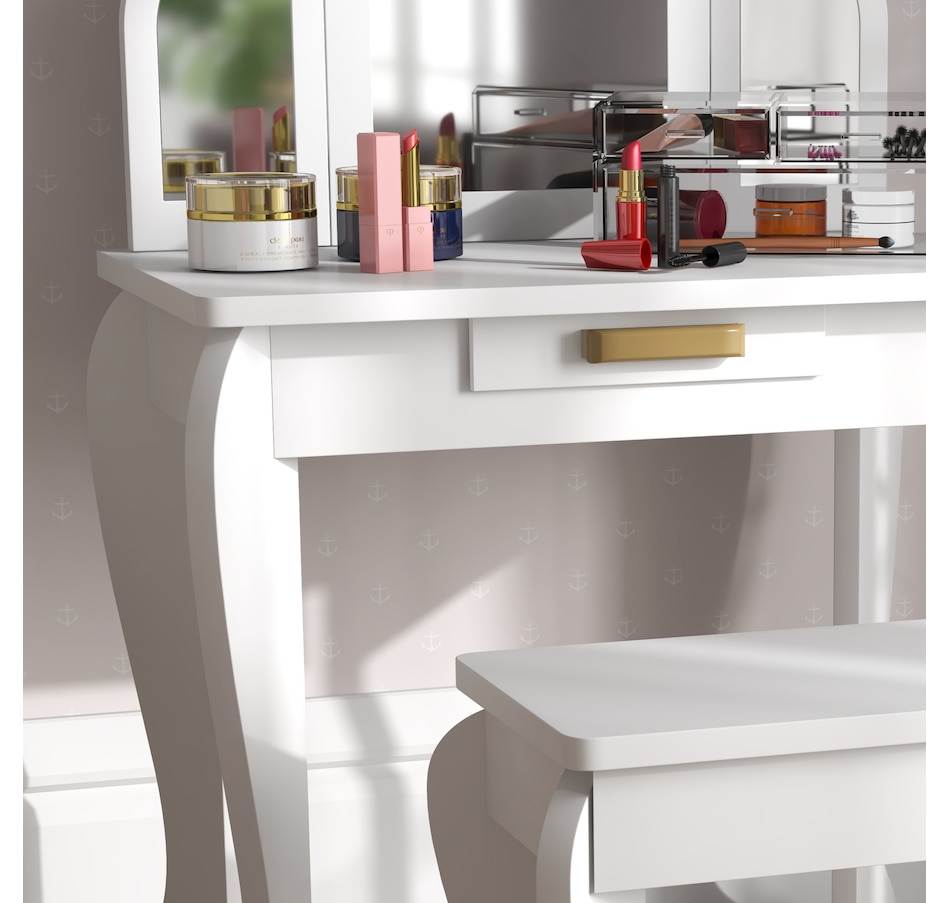 Image 976738_ALTMORE8.jpg, Product 976-738 / Price $98.99, Qaba Dressing Table Set with Drawer and Chair for 3-6 Years Old, White from Qaba on TSC.ca's Home & Garden department