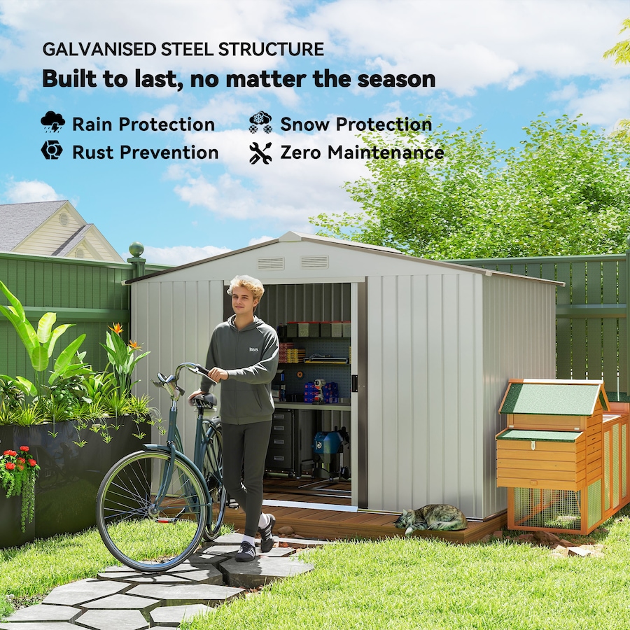 Image 976744_ALTMORE3.jpg, Product 976-744 / Price $439.99, Outsunny 9.1'x 6.4' x 6.3' Garden Storage Shed w/ Steel Foundation Kit from Outsunny on TSC.ca's Home & Garden department