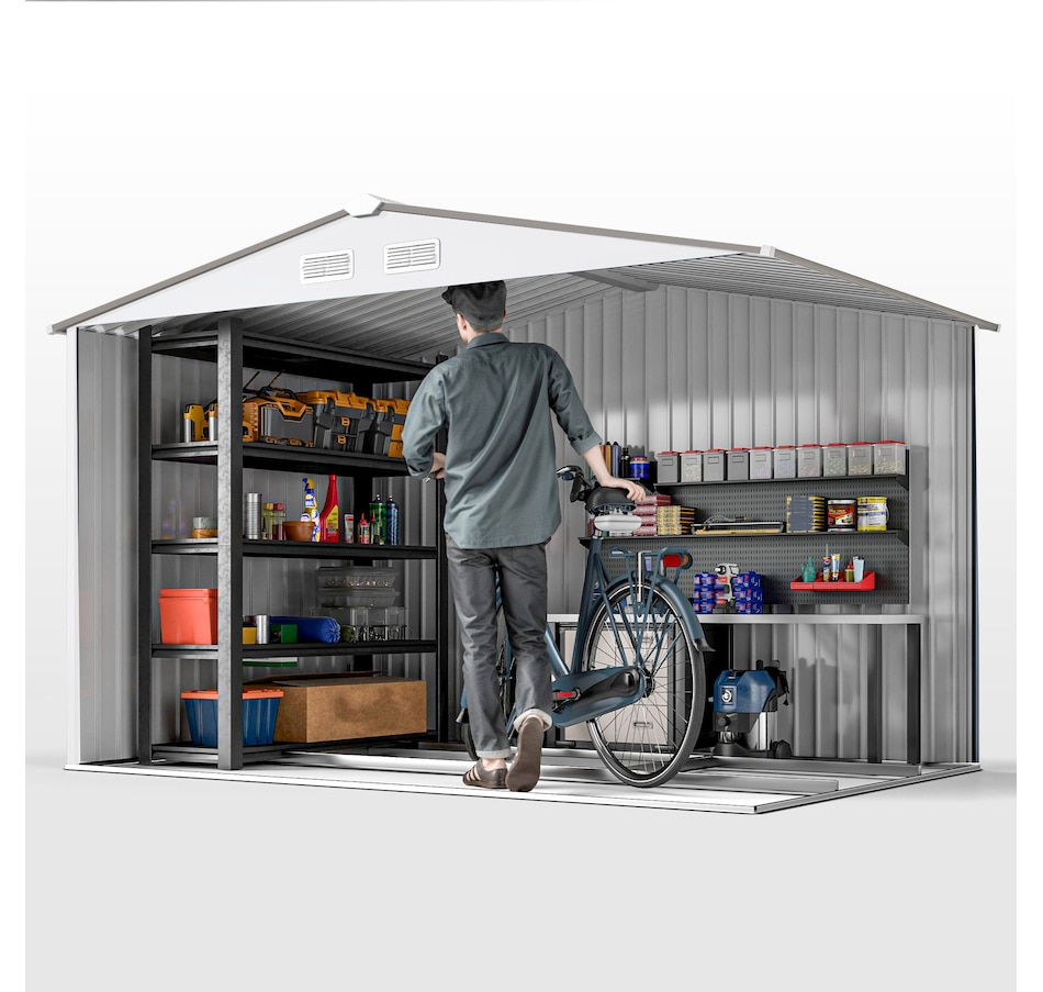 Image 976744_ALTMORE8.jpg, Product 976-744 / Price $479.99, Outsunny 9' x 6' Garden Storage Shed w/ Steel Foundation Kit from Outsunny on TSC.ca's Home & Garden department