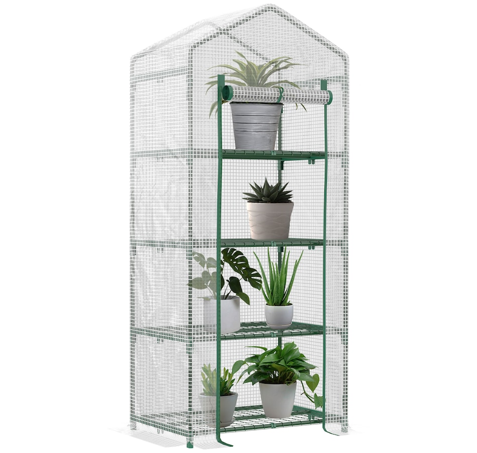 Image 976745.jpg, Product 976-745 / Price $54.99, Outsunny Portable Greenhouse with 4 Tier Shelves, Outdoor Hot House, White from Outsunny on TSC.ca's Home & Garden department