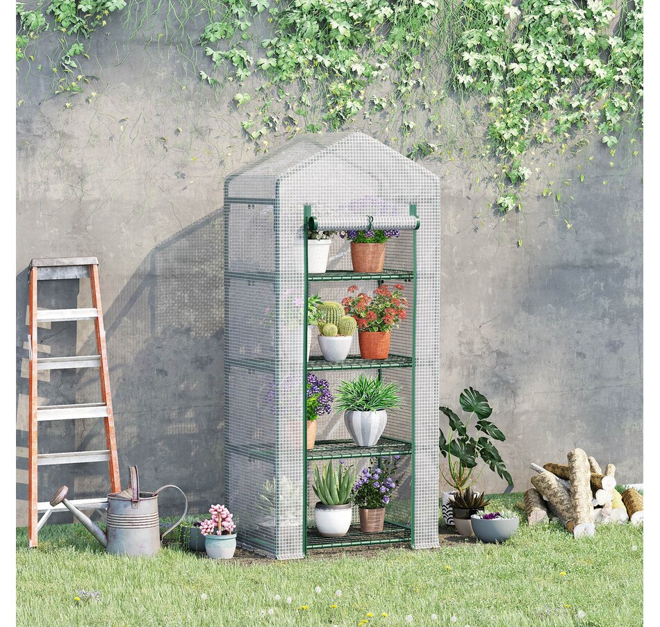 Image 976745_ALTMORE1.jpg, Product 976-745 / Price $54.99, Outsunny Portable Greenhouse with 4 Tier Shelves, Outdoor Hot House, White from Outsunny on TSC.ca's Home & Garden department