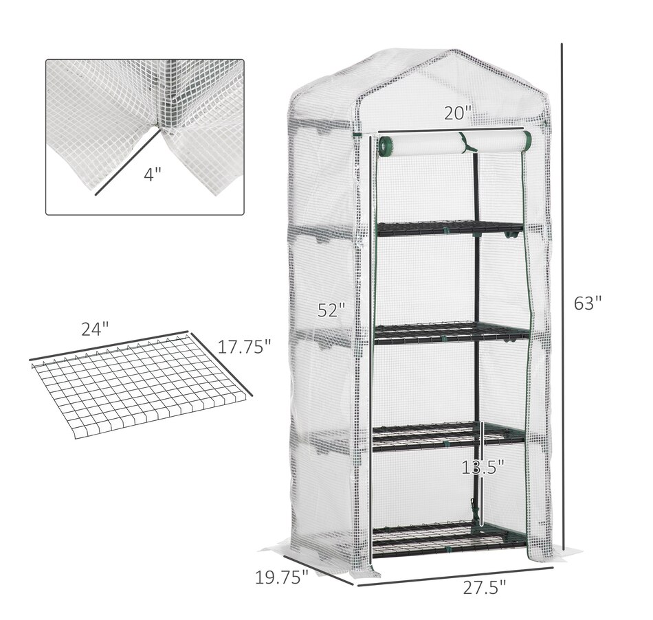 Image 976745_ALTMORE2.jpg, Product 976-745 / Price $54.99, Outsunny Portable Greenhouse with 4 Tier Shelves, Outdoor Hot House, White from Outsunny on TSC.ca's Home & Garden department