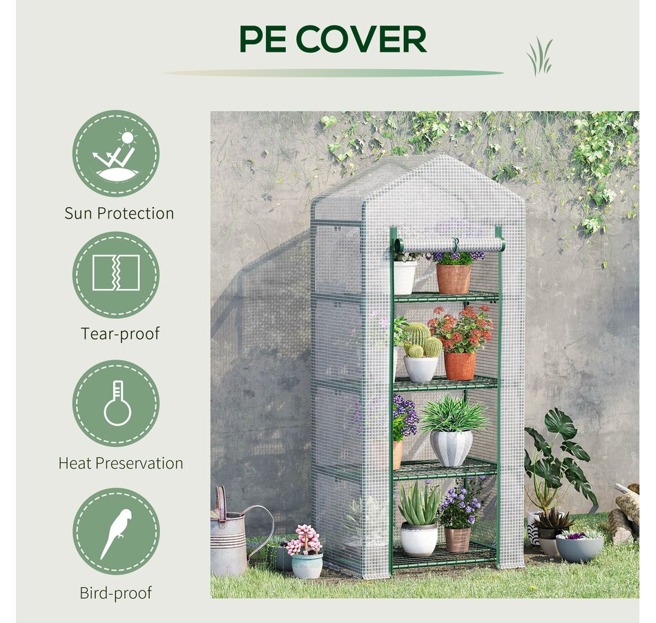 Image 976745_ALTMORE4.jpg, Product 976-745 / Price $54.99, Outsunny Portable Greenhouse with 4 Tier Shelves, Outdoor Hot House, White from Outsunny on TSC.ca's Home & Garden department