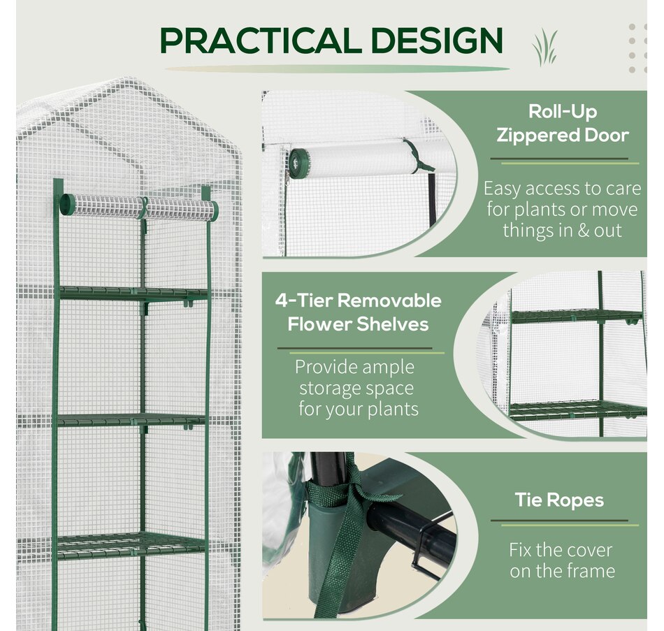 Image 976745_ALTMORE5.jpg, Product 976-745 / Price $54.99, Outsunny Portable Greenhouse with 4 Tier Shelves, Outdoor Hot House, White from Outsunny on TSC.ca's Home & Garden department