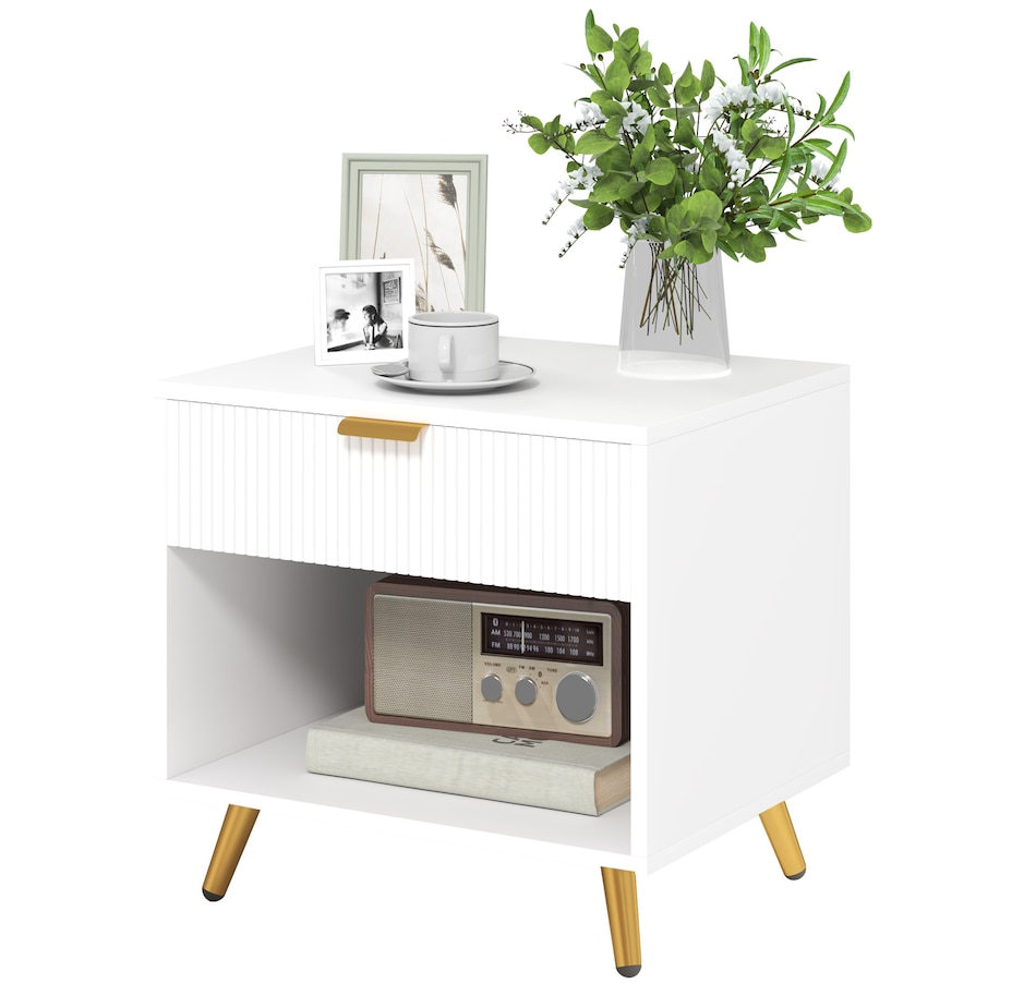 Image 976751_ST02.jpg, Product 976-751 / Price $79.99 - $89.99, HOMCOM Nightstand with Drawer and Open Compartment for Bedroom from HOMCOM on TSC.ca's Home & Garden department